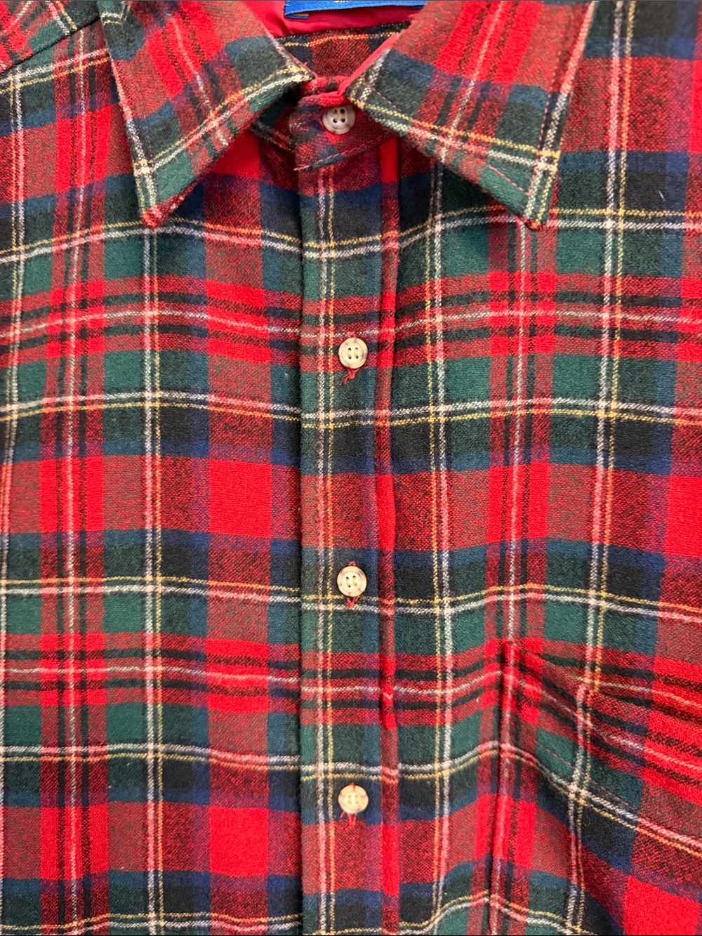 Vintage 70s Pendleton Wool Plaid Flannel Shirt XXL Made in USA Tartan Red Green